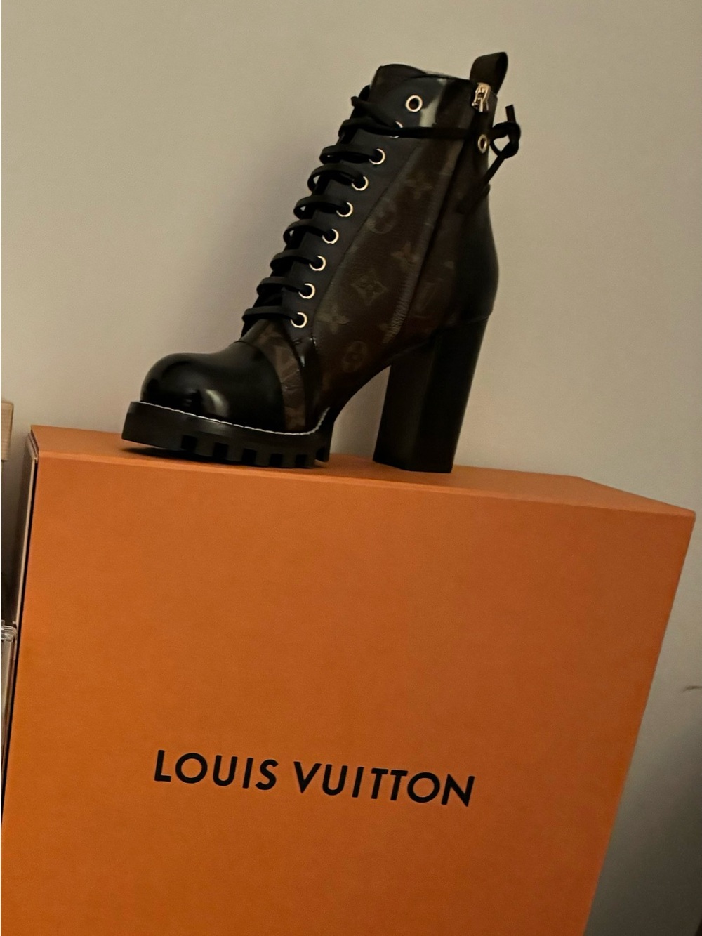 Louis Vuitton Black Monogram Lace-Up Platform Boot - Picture 2 of 2